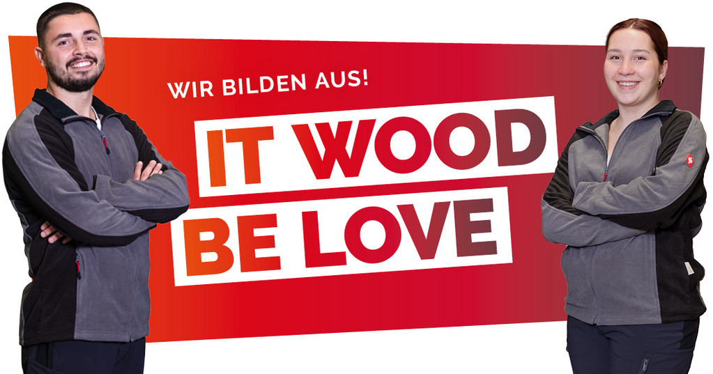 Darstellung zweier junger Erwachsener neben dem Text "It wood be love"